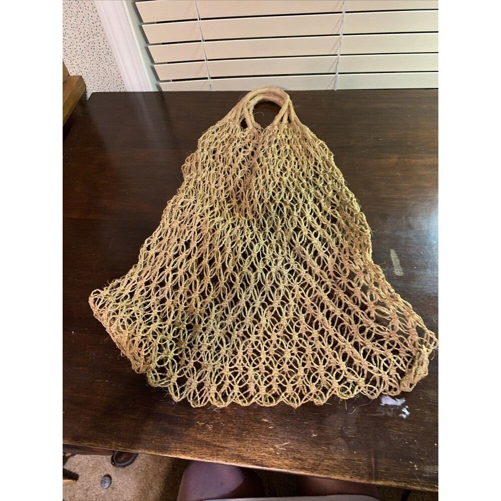Farmers Market Bag Stretchable Macrame Straw Handmade 26” Long 22” Wide